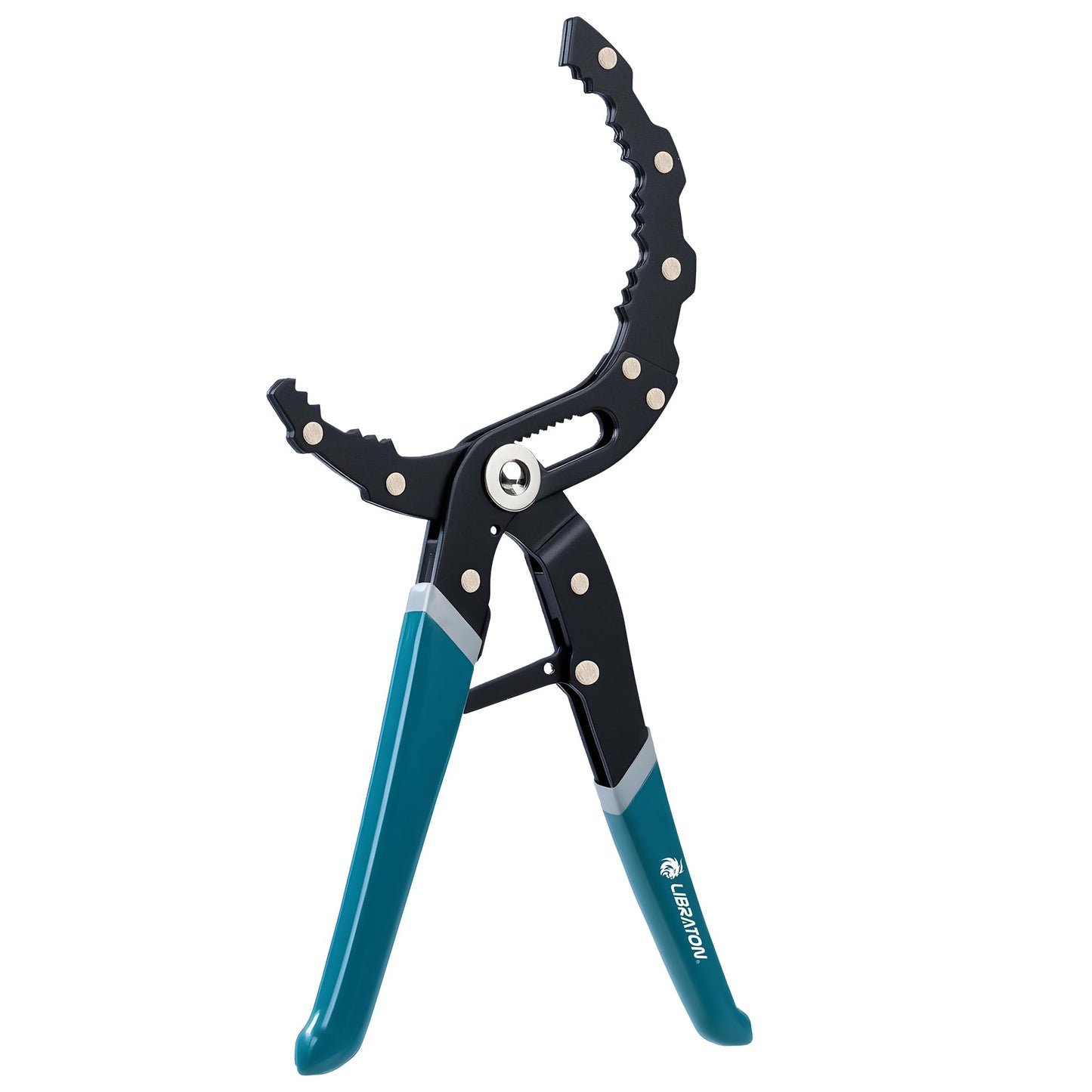 LIBRATON Oil Filter Wrench, 12" Oil Filter Pliers, Quick Adjustable Oil Filter Removal Tool with Spring Structure (2-3/8" to 4-3/4" Opening), One-Hand Use, for Cars, Motorcycles & Trucks