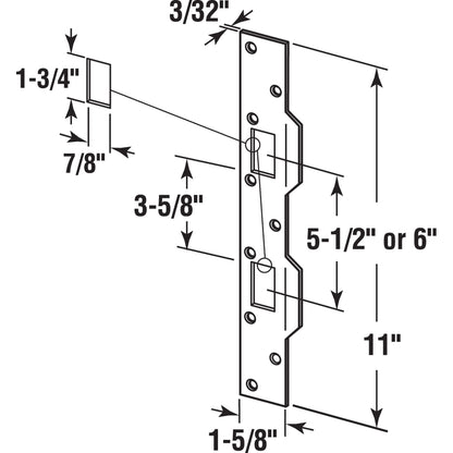 Prime-Line Products U 10385 Door Strike, 5-1/2-Inch Hole Centers, Satin Nickel Plated