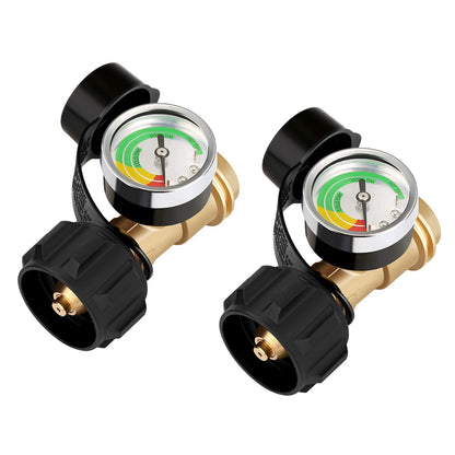 WADEO Upgraded Propane Tank Gauge Level Indicator, LP Tank Gauge for 5-40 lb Propane Tank with QCC1 Connection, Suitable for Cylinder, BBQ Gas Grill, RV Camper, Heater and More Appliances, 2 Pack