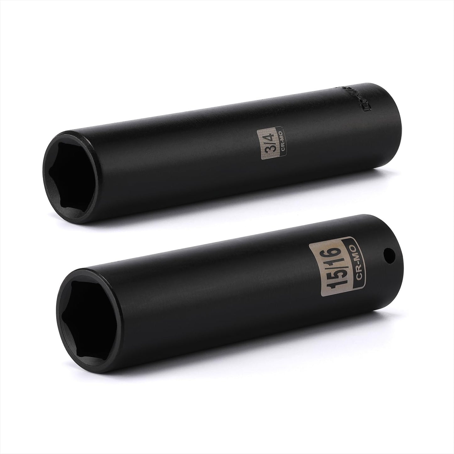 EMENTOL 2PCS 1/2 Inch Drive Extra Long Deep Impact Socket Set- 3/4 Inch and 15/16 Inch, CR-MO, SAE, 6 Point Extra Deep Socket, 5" Length