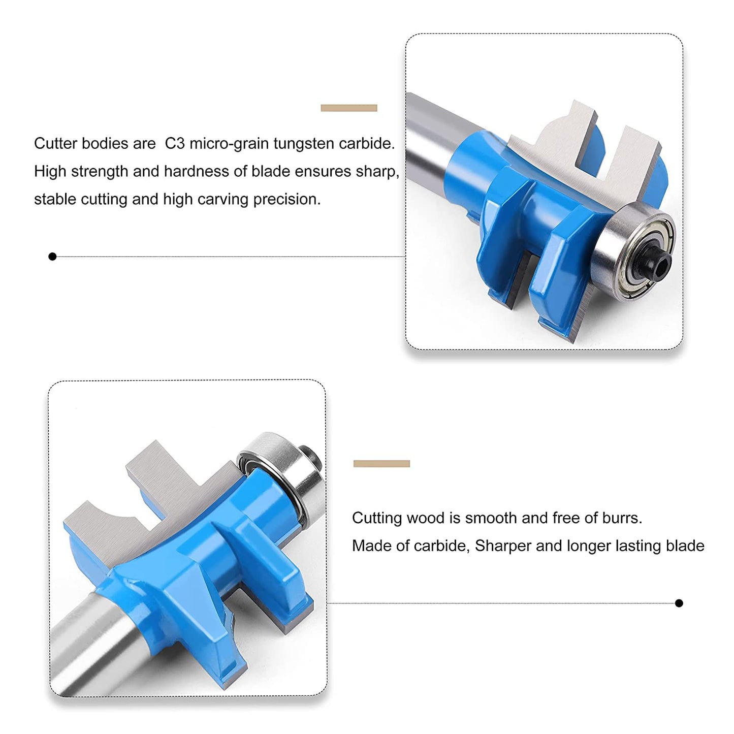 Ogee Rail and Stile Router Bit Set, Newdeli 1/2 Shank Tungsten Cabinet Edged Door Router Bit, Cabinet Router Bit Raised Panel Milling Cutter Tools, for Doors, Frames, Cabinets and More