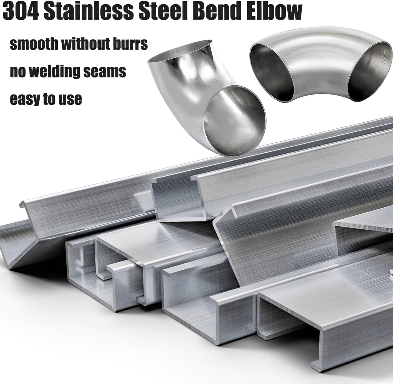 YOUEON 6 Pcs 2.5" 90° Exhaust Elbow Pipe, 304 Stainless Steel Mandrel Bend Elbow Thickness 16GA/0.06", Exhaust Pipe Tubing for Car Modified Exhaust System, Stair Handrail, Exhaust Application