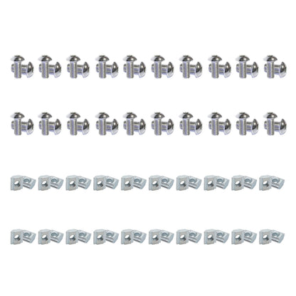 1" x 1" 1010 Series Aluminum Extrusion Profiles Fastener T-Solt Nuts and Bolts Set, 40pcs 1" x 1" T Nuts Hex Screw Bolt Used on 1 Inch x 1 Inch Extrusion Profiles Rail