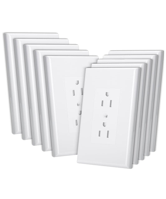 Bates Choice Duplex Wall Plate, 10 Pack, White, 3.18 inches (W) x 4.98 inches (H), Wall Plates, Wall Outlet Cover