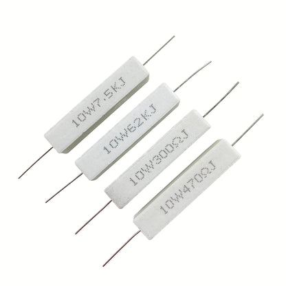 MOKMMKIT 25 Values 50 Pieces Ceramic Cement Resistor KIT 10W Resistance 10 Watt ±5% Power Resistors (100 Ohm - 100K Ohm)