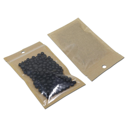 WACCOMT Pack Clear Kraft Paper Bags Zipper Packets Resealable Bag Seeds Envelopes for Zip Food Storage Bag Lock Flat Transparent Plastic Packaging Bag (100, 4.72x7.87 inch(12x20cm))
