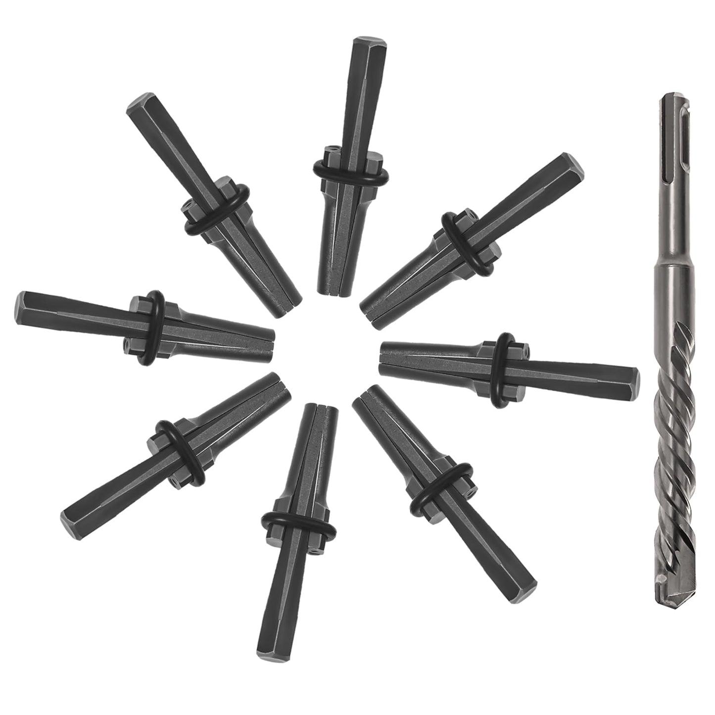 IVWNNN 8 Pack 5/8" Wedge and Feather Shims Set Concrete Rock Stone Splitter Hand Tools for Stone, Concrete, Marble, Granite Rock Splitting Wedges