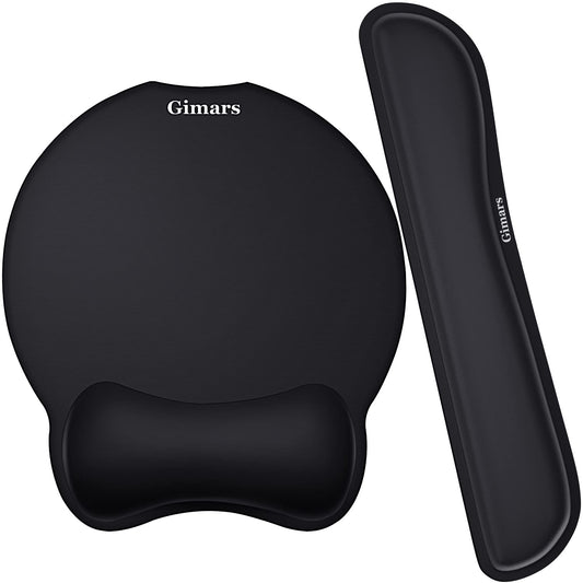 Gimars Memory Foam Non Slip Mouse Pad and Keyboard Wrist Rest Support For Office, Computer, Laptop & Mac - Durable & Comfortable & Lightweight For Easy Typing & Pain Relief