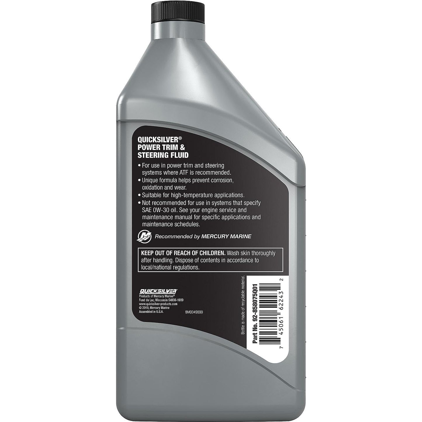Quicksilver 858075Q01 Power Trim and Steering Fluid, 32 Oz. Bottle