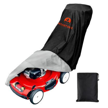 Roastove Black Outdoors Lawn Mower Cover - Heavy Duty 420D Polyester Oxford Waterproof, UV Protection Universal Fit with Drawstring