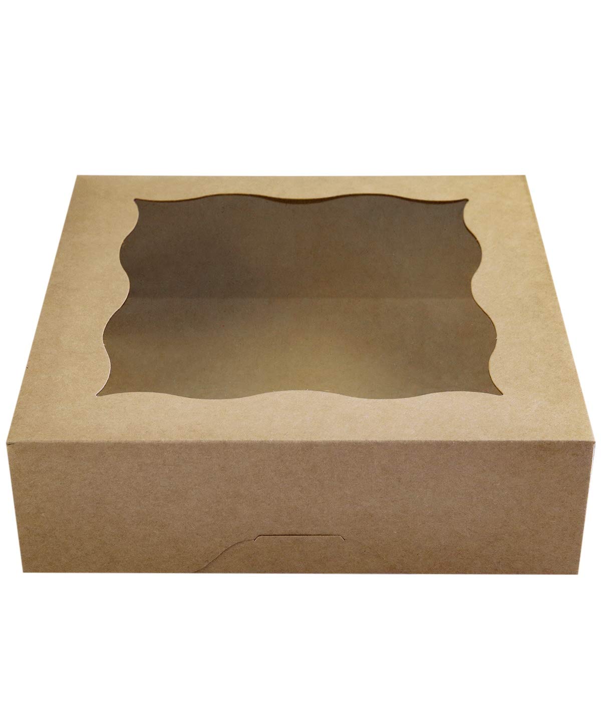 10"x10"x3"Brown Bakery Boxes with PVC Window for Pie and Cookies Boxes Large Natural Kraft Paper Box, Pack of 12