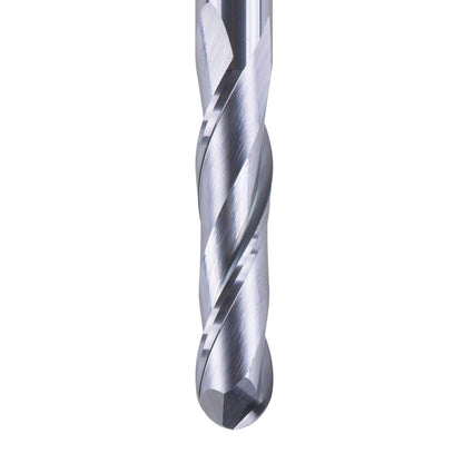 SpeTool 14411 Ball Nose Carbide End Mill CNC Cutter Router Bits Double Flute Spiral Milling Tool 1/4 Inch Shank with 3 Inch OVL