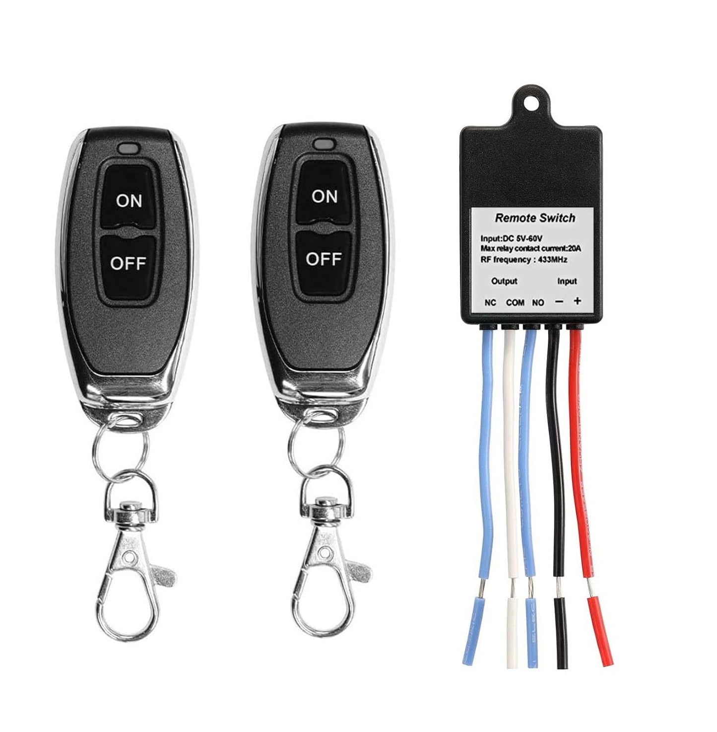 QIACHIP Mini Wireless Remote Control Switch DC 6V 12V 24V 48V 60V 1CH Channel RF Relay Switch Receiver Transmitter for LED Light, Car Battery ON/Off
