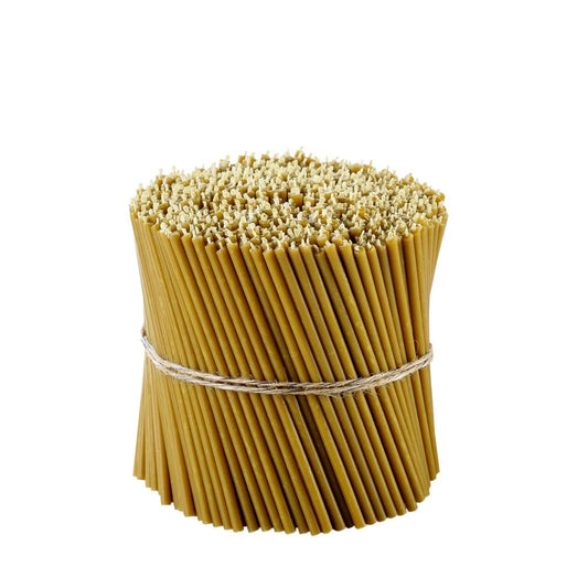 Danilovo Thin Taper Beeswax Candles - Honey-Scented, Decorative Candles Ideal for Birthday Decoration or Church Prayers - Yellow Drip Free, Tall & Smokeless Pack of 50 pcs, 16 cm x 5 mm