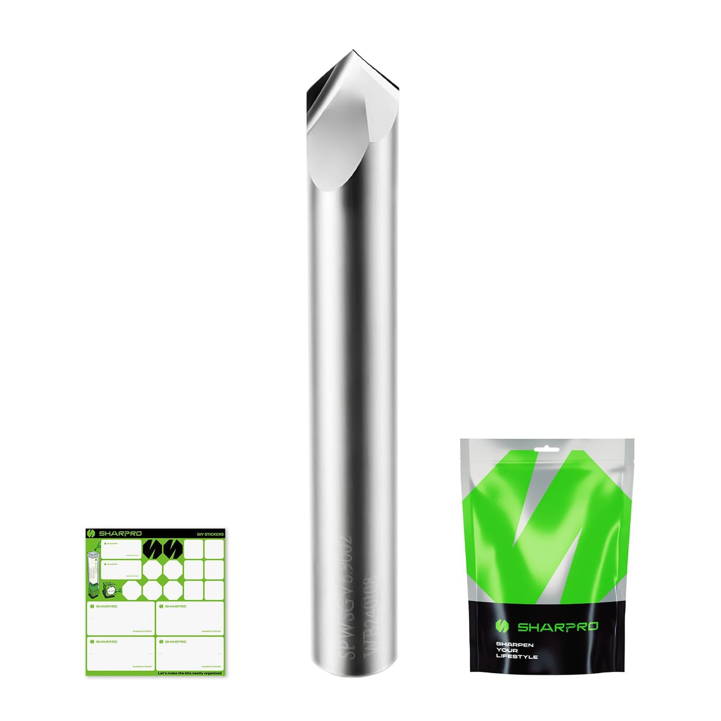 SHARPRO 90 Degree V-bit 1/4 Inch Shank Carbide Chamfer End Mill 2 Flute CNC V-Groove Router Bit for Engraving and Chamfering Lettering, Ideal for Wood, Plywood, MDF, PVC and Acrylic