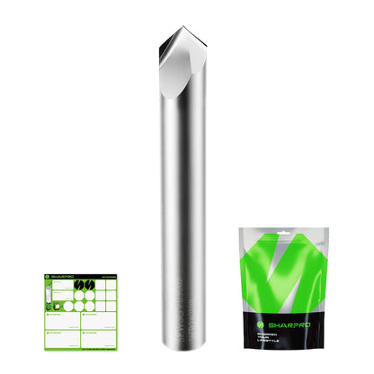 SHARPRO 90 Degree V-bit 1/4 Inch Shank Carbide Chamfer End Mill 2 Flute CNC V-Groove Router Bit for Engraving and Chamfering Lettering, Ideal for Wood, Plywood, MDF, PVC and Acrylic