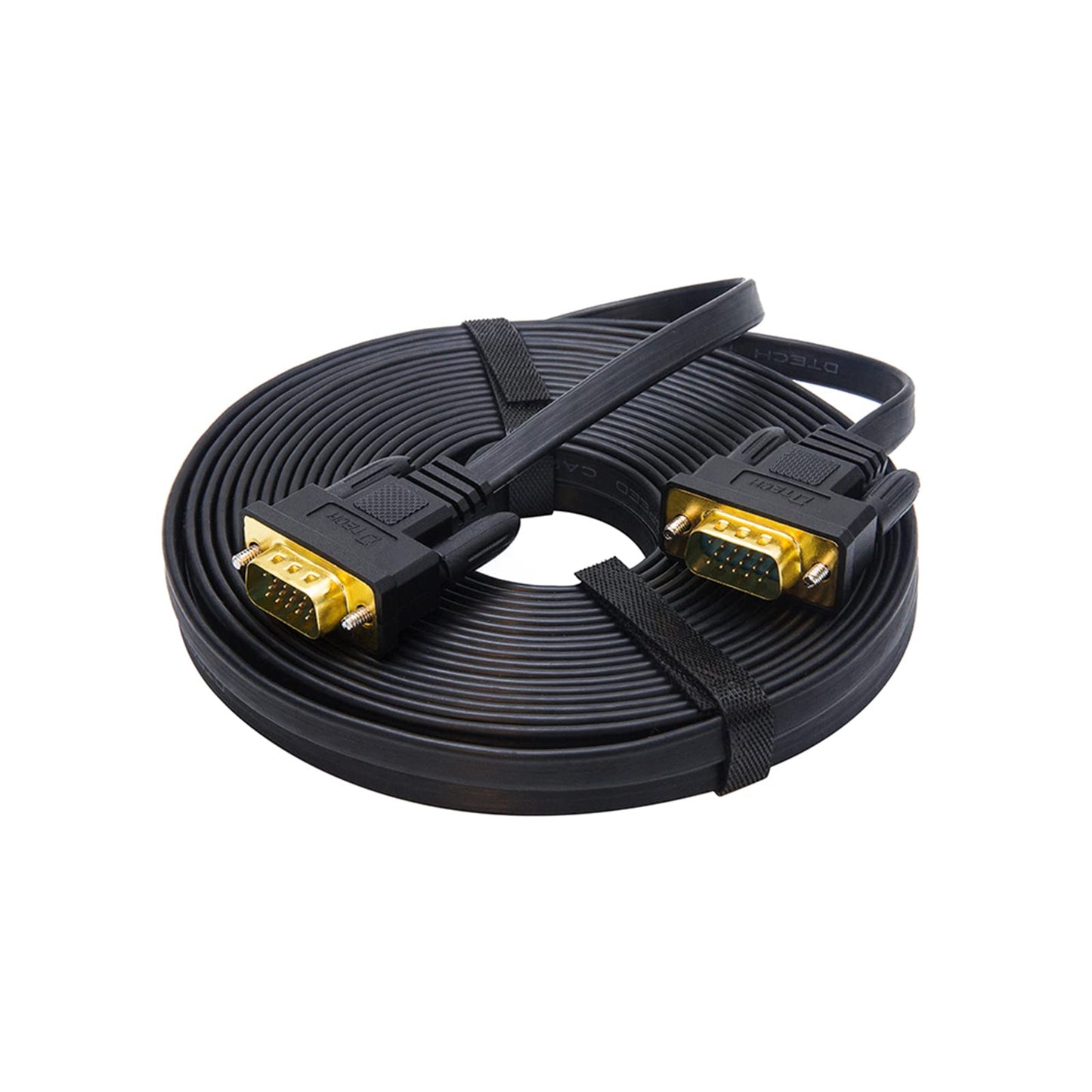 DTECH 25ft Ultra Thin Flat Type Computer Monitor VGA Cable Standard 15 Pin Male to Male Connector SVGA Wire 25 Feet - Black