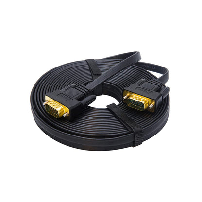 DTECH 25ft Ultra Thin Flat Type Computer Monitor VGA Cable Standard 15 Pin Male to Male Connector SVGA Wire 25 Feet - Black