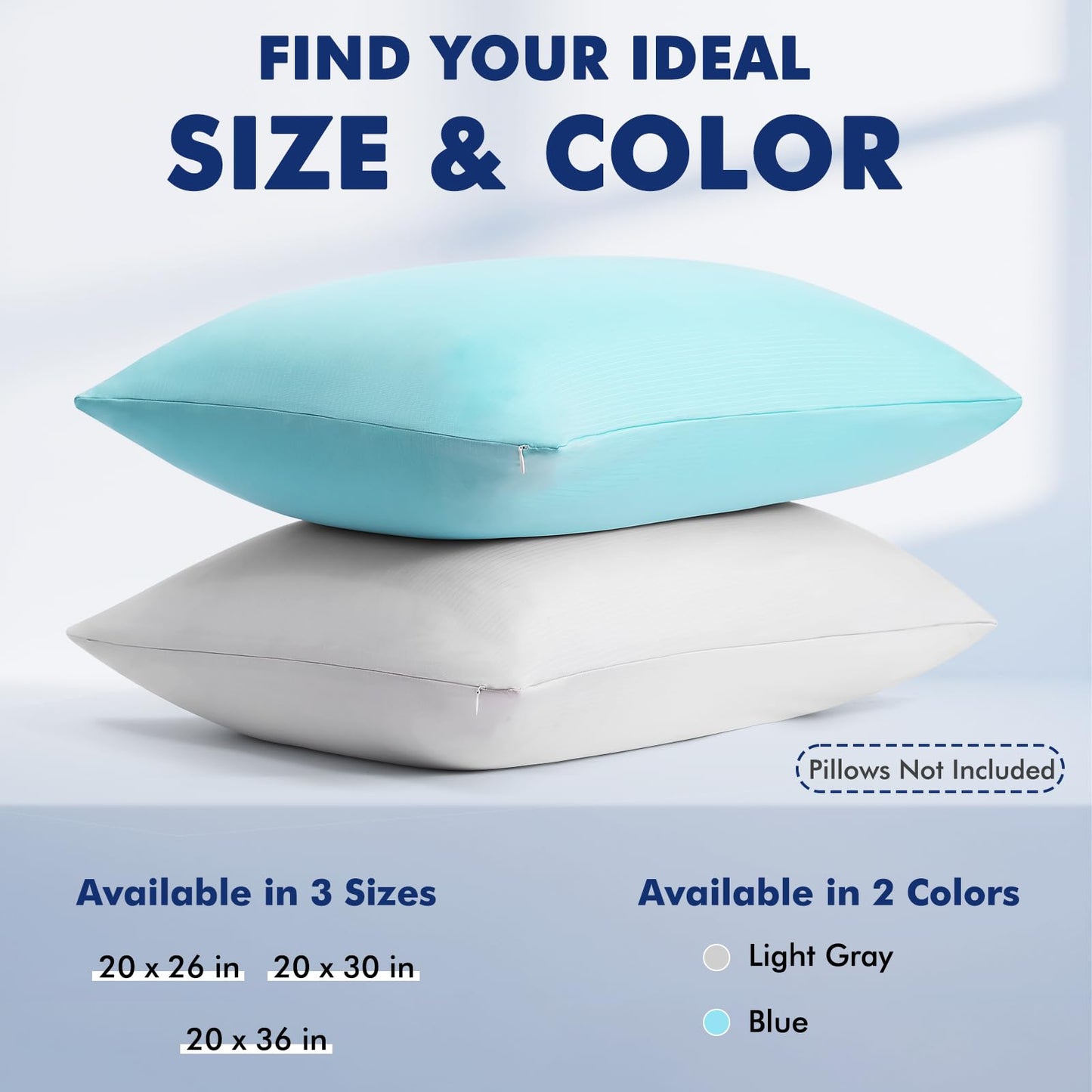 Elegear 2-Pack Cooling Pillow Cases for Hot Sleeper, Clean Silver Infused Arc-Chill 3.0, Q-Max>0.5 Soft Silky Cooling Pillow Cover for Hair & Skin, Summer Zipper Pillowcases, Standard (20''x30''),Gray