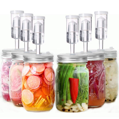 6 Set Fermentation Lids, Fermentation Kit for Wide Mouth Jars, Stainless Steel Fermenting Lids with 9 Silicone Grommets, 6 Airlocks, 6 Silicone Rings(Jars Not Included)