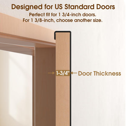 CHAUNCEY HOME Long Over The Door Hooks Hanger with 15.75" Arms for Easier Access by Shorter, Heavy Duty Door Hanger for Coat, F16C, Fits Standard 1 3/4'' Doors, Towel Racks for Bathroom, Black