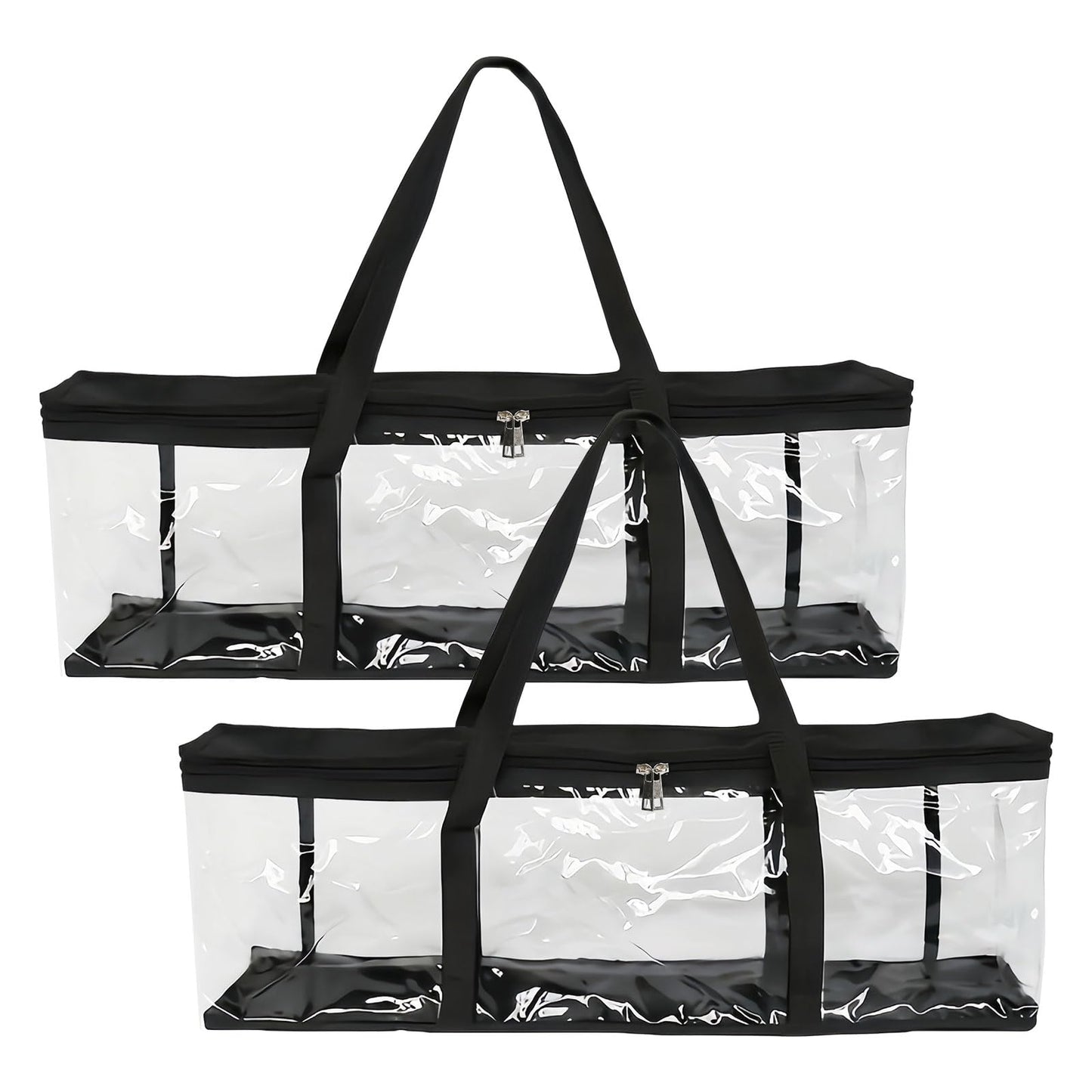 Tibapla 2Pcs DVD Storage Bags, Transparent Media Organizer Bag with Handles Zipper, Large Capacity Video Game Storage Hold 40-50 DVDs for DVD CD Video Game VHS Box Blu Ray Disc Movie Case Book Album