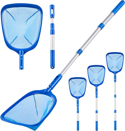 FBSPORT Pool Skimmer Net with Telescopic Pole, 59 inch Swimming Pool Leaf Net, Fine Mesh Pool Net, Pool Cleaner Maintenance Tool-Easy to Collecting Leaves for Swimming Pools, Hot Tubs, Ponds
