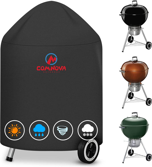 Comnova 22 Inch Kettle Grill Cover - 600D BBQ Cover for Weber Charcoal Grill, Heavy Duty & Waterproof for Weber Master Touch, Original Kettle Grill and More