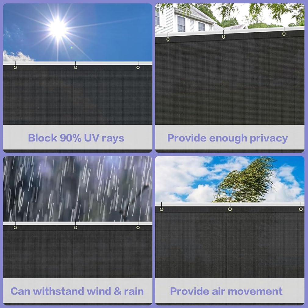 Privacy Fence Screen 3.3ft X 20ft – 90% Blockage UV Outdoor Shade Net Cover Heavy Duty Fence Mesh for Outdoor Wall Garden Backyard Porch Patio Balcony