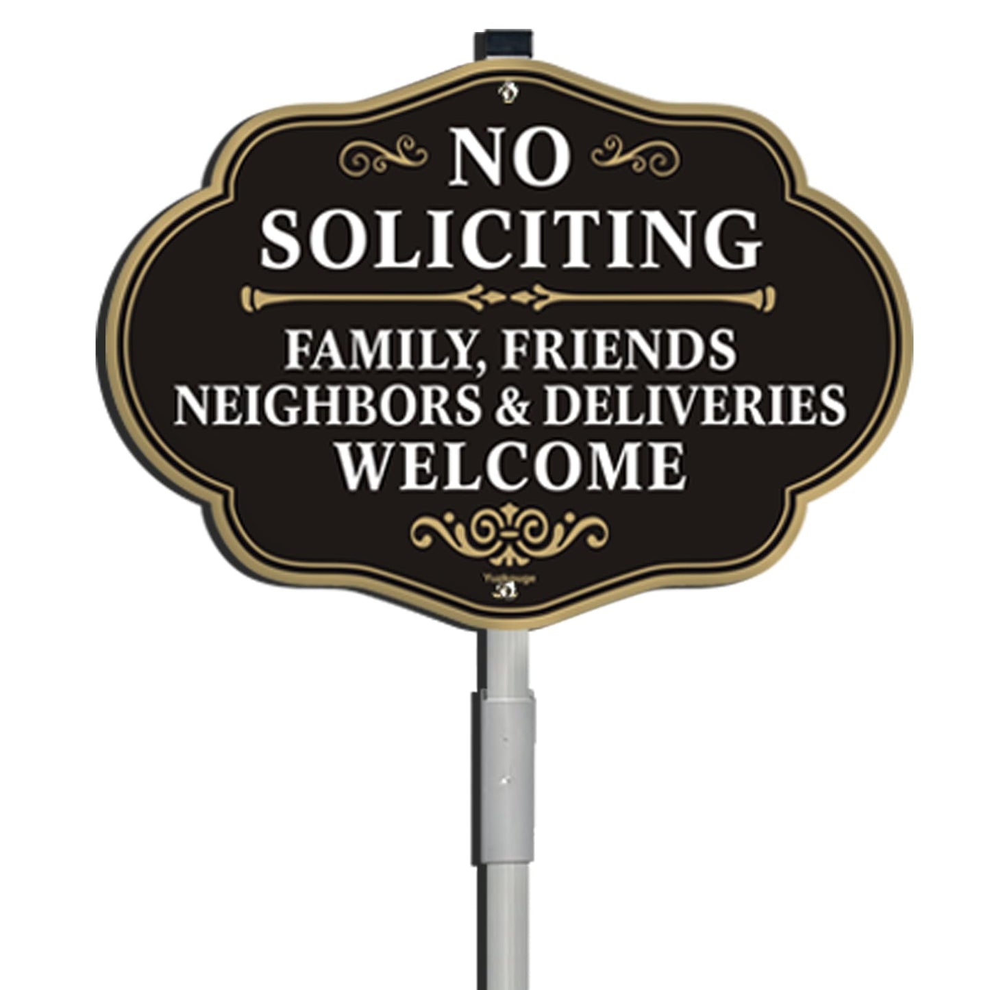 Yuzkuoge No Soliciting Sign With Stake Family Friends and Neighbors Welcome Front Door Signs - 2 Pack, 10 x 14 Inches Aluminum Sign with 2.3 Feet Stake(Detachable),