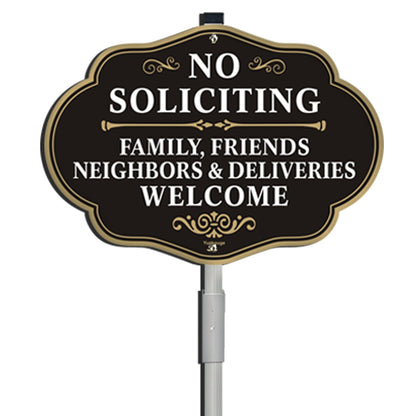 Yuzkuoge No Soliciting Sign With Stake Family Friends and Neighbors Welcome Front Door Signs - 2 Pack, 10 x 14 Inches Aluminum Sign with 2.3 Feet Stake(Detachable),