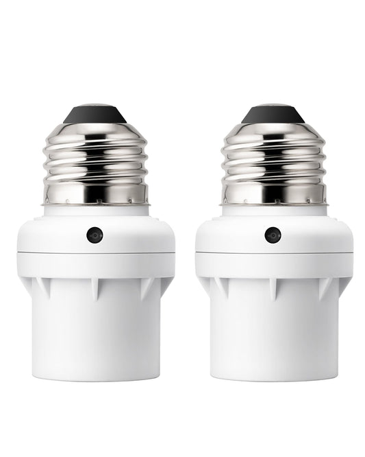 DEWENWILS Light Sensor Socket, E26/E27 Socket Adapter, Automatic Dusk to Dawn Sensor Socket for Porch/Wall Light Fixtures, Compatible with Incandescent/CFL/LED/Halogen, 2 Pack, White, ETL Listed