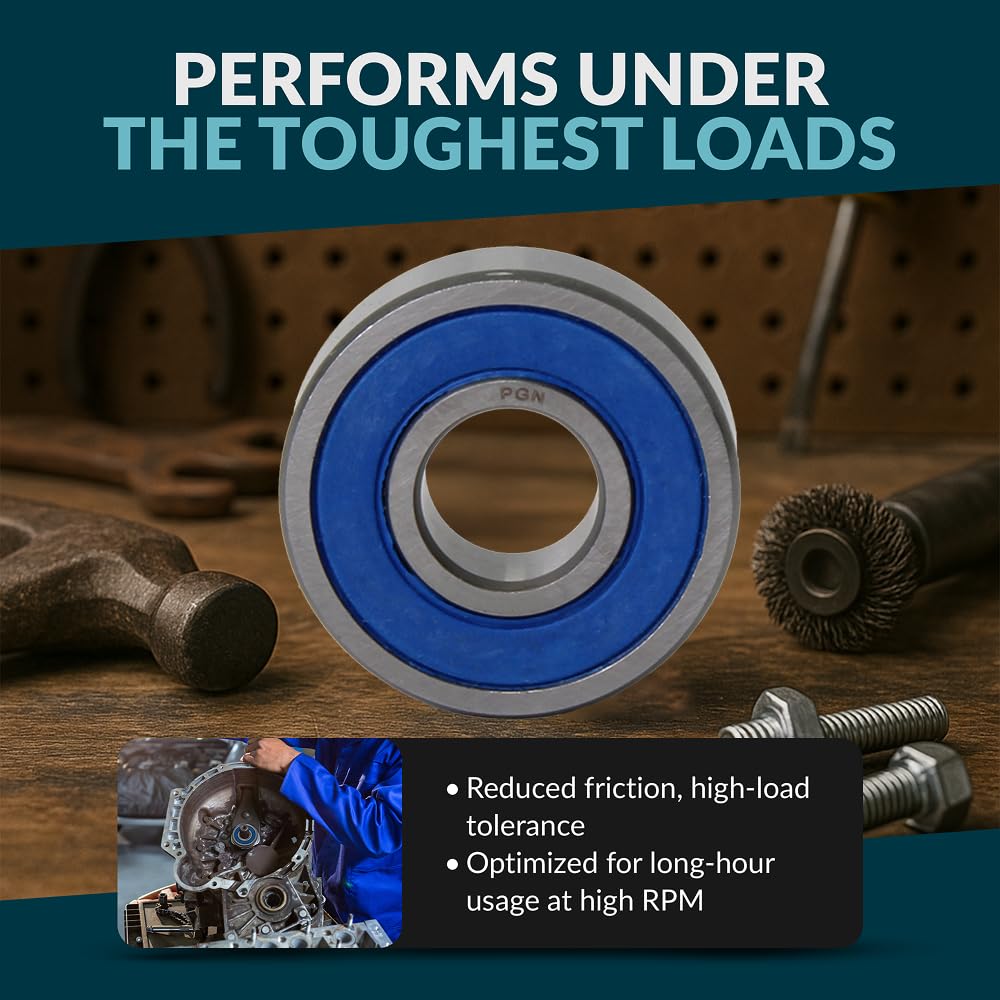 PGN (10 Pack) 6002-2RS Bearing - Lubricated Chrome Steel Sealed Ball Bearing - 15x32x9mm Bearings with Rubber Seal & High RPM Support