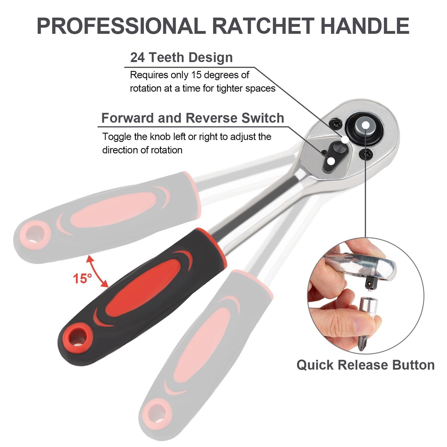 Beaiguna 46PCS Small Drive Socket Ratchet Wrench Screwdriver Set, 1/4 Inch Metric Socket and Ratchet Wrench Set with Extension Bar, Upgrade Compact Tool Set for Car