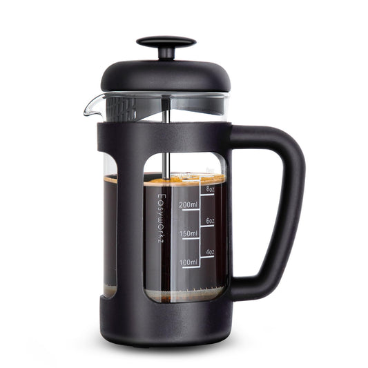 Easyworkz French Press 350ml Coffee Tea Maker with Borosilicate Glass,Soft Grip Handle
