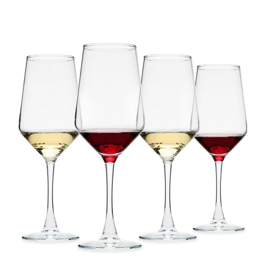 OUWO Wine Glasses Set of 4, 13.5oz Red White Wine Glasses,Lead-Free Long Stem Wine Glasses for Home, Party, Wedding, Ideal Wine Accessories Gift,Clear