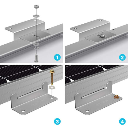 Renogy RNG-MTS-ZB Solar Panel Mounting Z Bracket Mount Supporting for RV, Roof, Boat, Set of 4 Units
