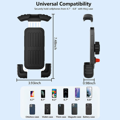 Marspeeder Bike Motorcycle Phone Mount, Super Stable Bike Motorcycle Phone Holder with Security Lock, Bicycle Phone Mount with Soft Cushion & Adjustable Metal Clip Compatible with 4.7''-6.8'' Phone