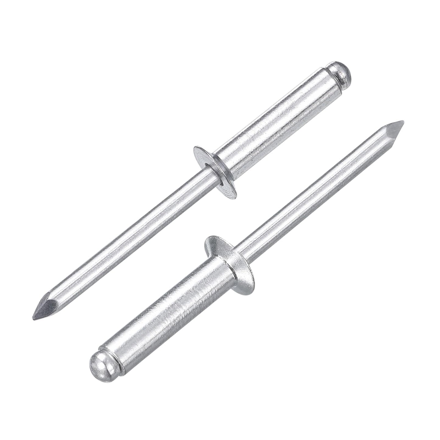 uxcell 100Pcs 3/16" x3/4" Aluminum Blind Rivets, Aluminum Grip and Steel Mandrel, Countersunk Head Long Split Rivets for Metal, Furniture, Automotive, Silver