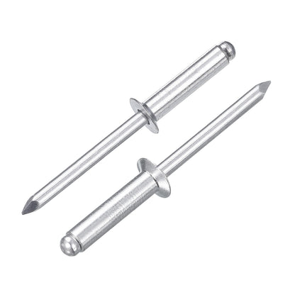 uxcell 100Pcs 3/16" x3/4" Aluminum Blind Rivets, Aluminum Grip and Steel Mandrel, Countersunk Head Long Split Rivets for Metal, Furniture, Automotive, Silver