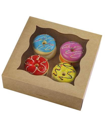 10"x10"x3"Brown Bakery Boxes with PVC Window for Pie and Cookies Boxes Large Natural Kraft Paper Box, Pack of 12