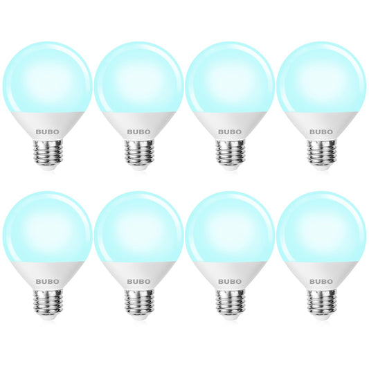 BUBO Vanity Light Bulbs 60 Watt Equivalent, Bathroom Light Bulbs Daylight White 5000K, G25 Globe Round Bulb 800 Lumens, E26 Medium Base, 7W, Non-Dimmable, 8 Pack