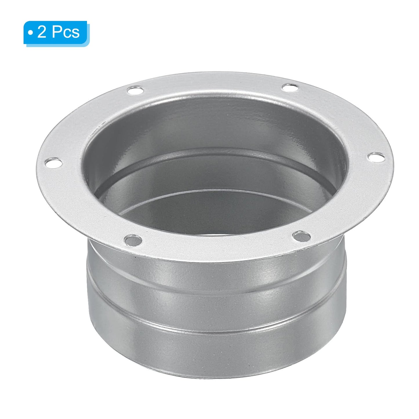 PATIKIL 3 Inch Duct Connector Flange, 2 Pack Metal Straight Pipe Exhaust Hose Flange for Heating Cooling Ventilation HVAC System