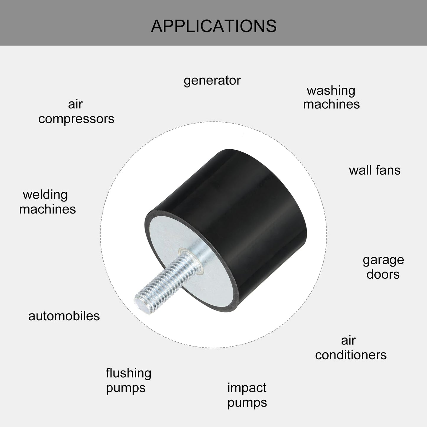 uxcell M10 Thread Rubber Mounts, Vibration Isolators, Cylindrical Shock Absorber with Studs 50 x 40mm 2pcs