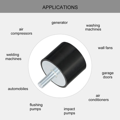 uxcell M10 Thread Rubber Mounts, Vibration Isolators, Cylindrical Shock Absorber with Studs 50 x 40mm 2pcs