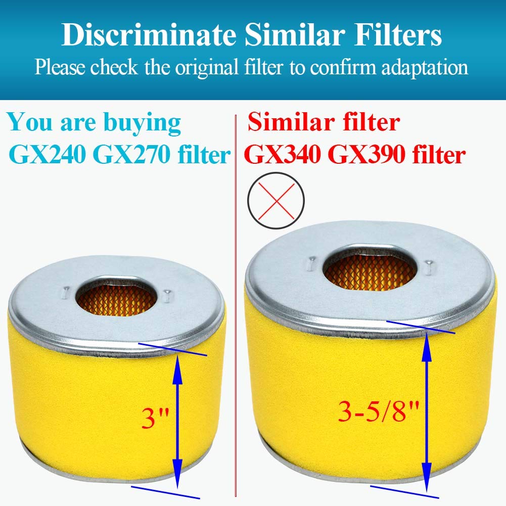 HOODELL 4 Pack GX270 Air Filter for Honda GX240 8HP GX 270 9HP Engine, Professional EG3500X 17210-ZE2-505 17210-ZE2-822 17210-ZE2-515 Air Filter