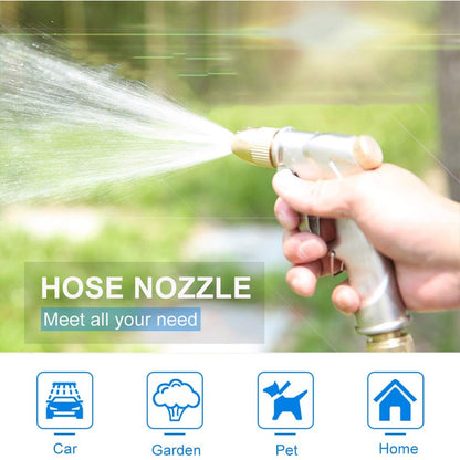 VASLON Garden Hose Nozzle Gun, Zinc Alloy Body & Full Brass Nozzle, Leak Proof Metal Hand Sprayer, High Pressure Pistol Grip in 4 Spraying Modes (Metal)