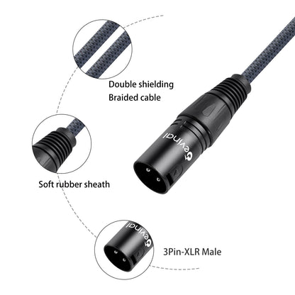 Devinal Right Angle XLR Cable, Right Angle Female XLR to Straight Male XLR Microphone Mic Cable Cord, 90 Degree XLR Female Adapter for Sound Devices Mixer Recorder 3.3 FT 2 pcs