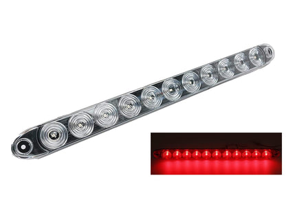 15" Clear Red Multi-function Stop Turn Tail Marker Trailer Light LED Waterproof