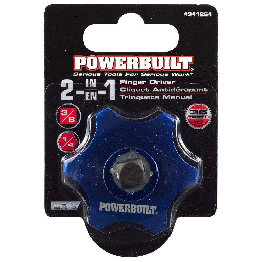 Powerbuilt 3/8 Inch Drive Palm Ratchet Handle, Finger Ratchet, Stubby Thumb Ratchet 2-in-1 for Tight Spaces - 941264